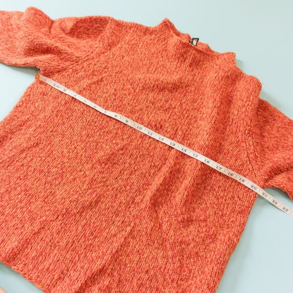 Eileen Fisher Orange Chunky Knit Mock Neck Sweater Size Petite Large Merino Wool - Picture 5 of 6